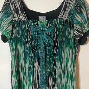 Dressy Pullover Dress with Short Sleeves and Front Tie